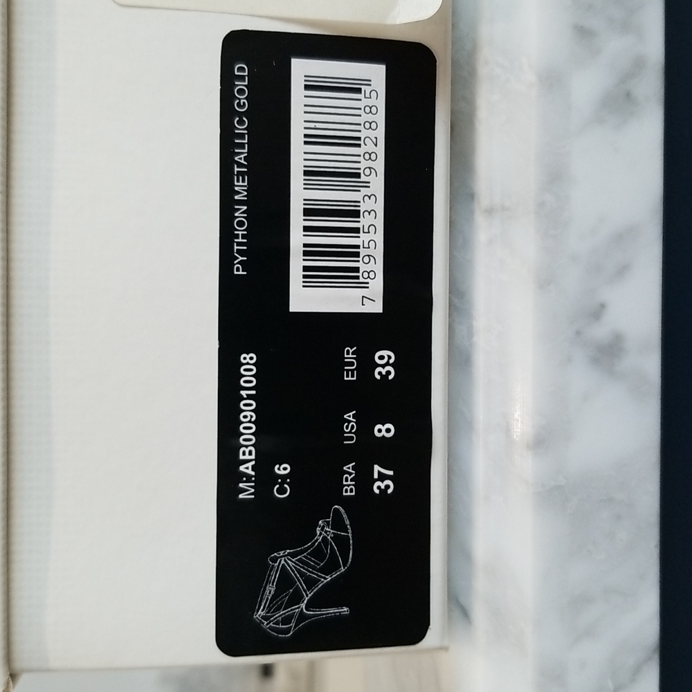 Alexandre Birman Python Metallic Gold Sandal Heels - image 5